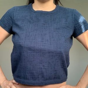 Madewell Blue Open Back Tie Crop T Shirt
